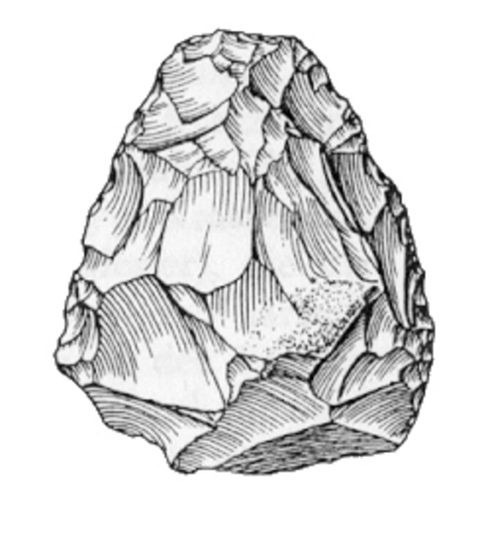 Abbildung 5: Pech de l’Azé, obere Schicht. Faustkeil des Moustérien mit Acheuléen-Tradition. Nach F. Bordes 1968.