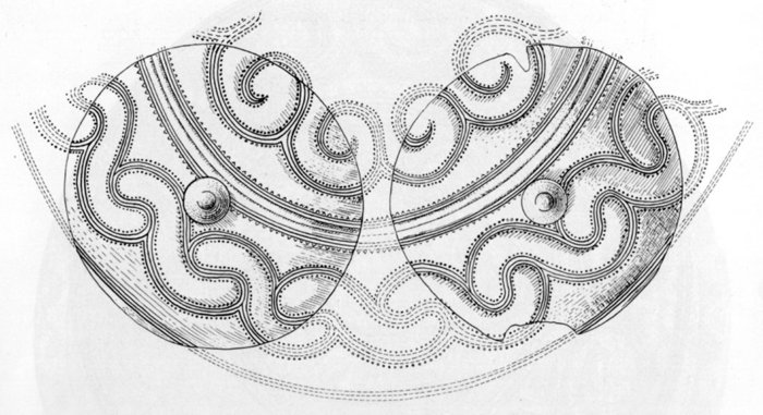 Abbildung 10: Schmuckplattenpaar aus Günserode. Aus: E. Sprockhoff /O. Höckmann, Die gegossenen Bronzebecken der jüngeren nordischen Bronzezeit (Mainz 1979) Taf. 271.